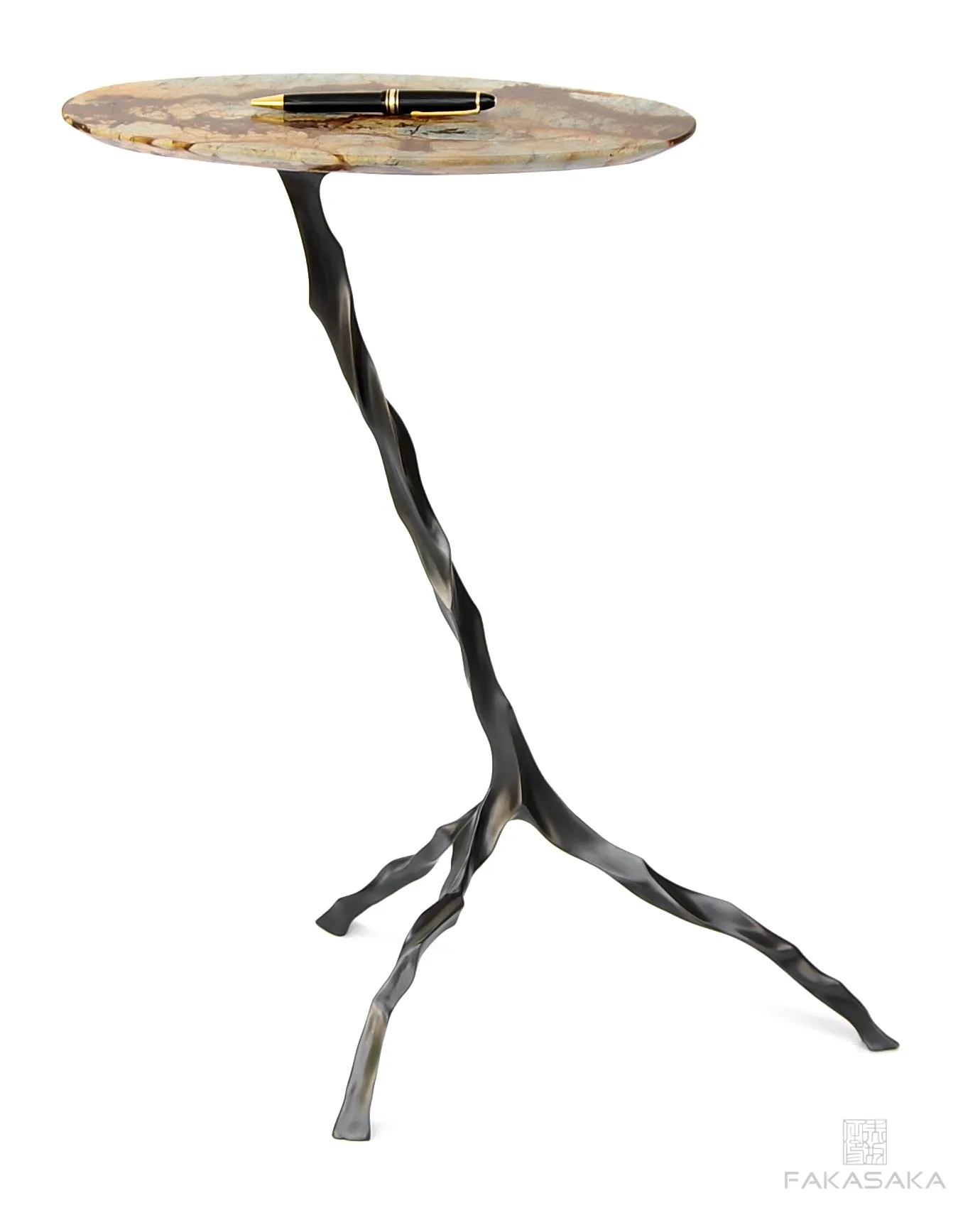 JANIS DRINK TABLE<br><br>BLUE MARE QUARTZITE<br>DARK BRONZE