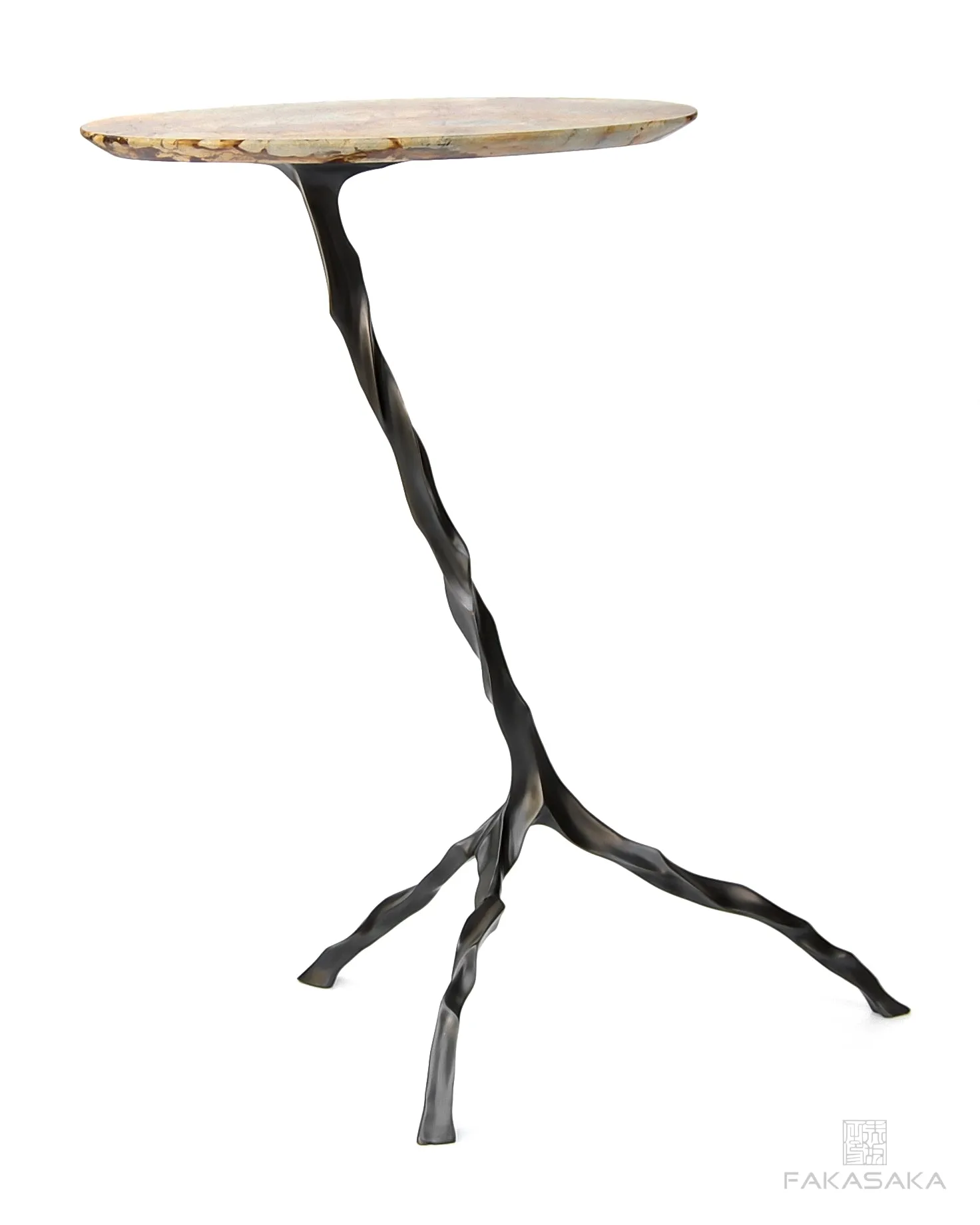 JANIS DRINK TABLE<br><br>BLUE MARE QUARTZITE<br>DARK BRONZE