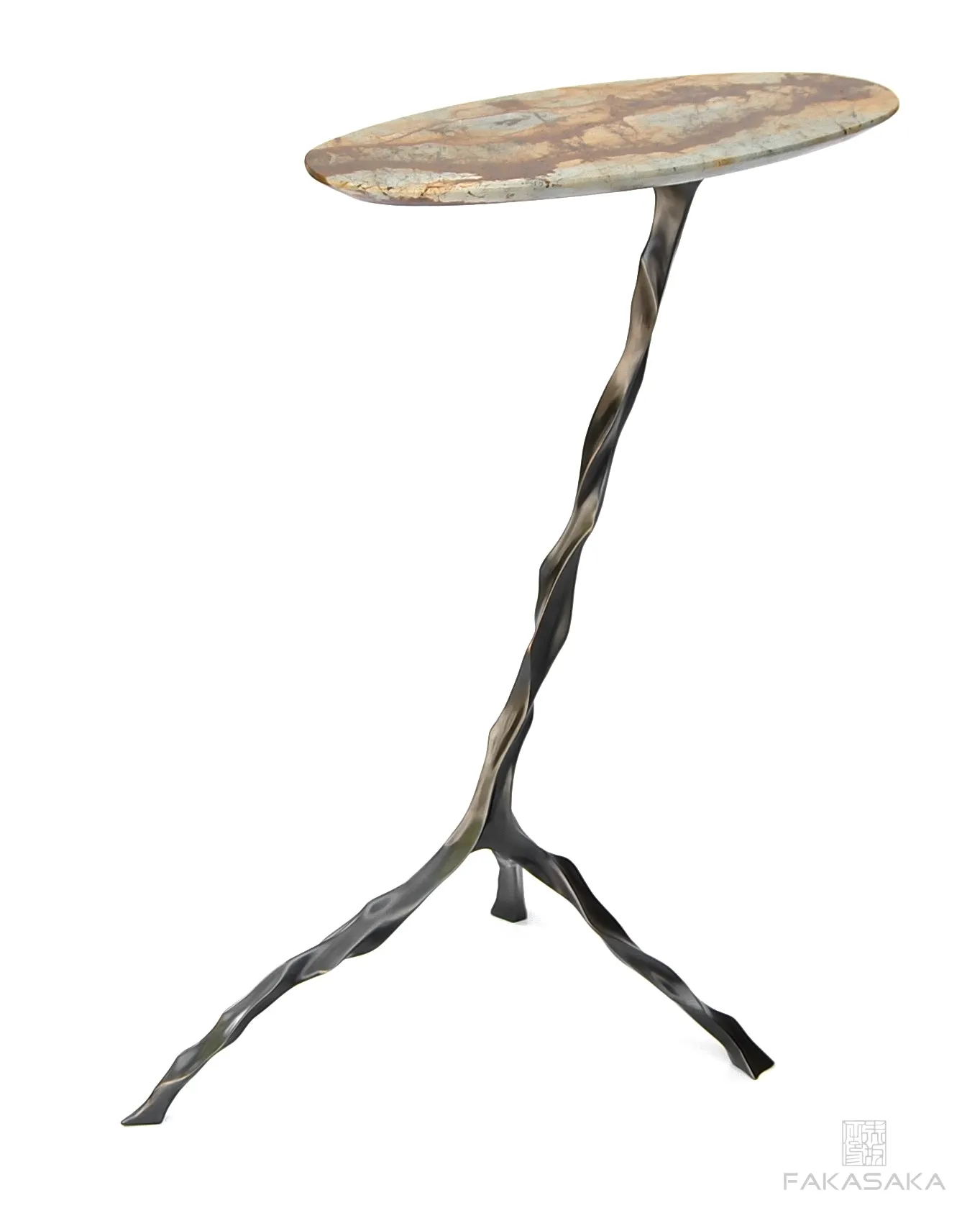 JANIS DRINK TABLE<br><br>BLUE MARE QUARTZITE<br>DARK BRONZE