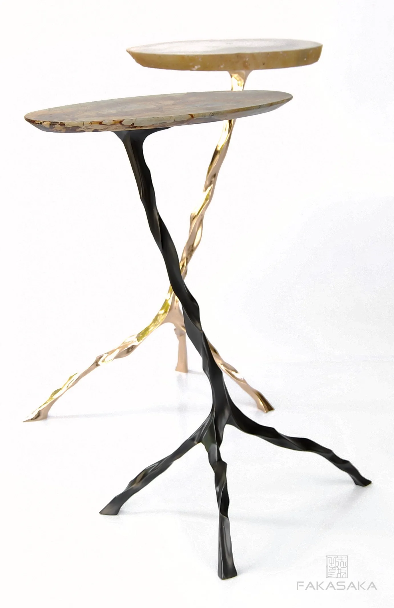 JANIS DRINK TABLE<br><br>BLUE MARE QUARTZITE<br>DARK BRONZE