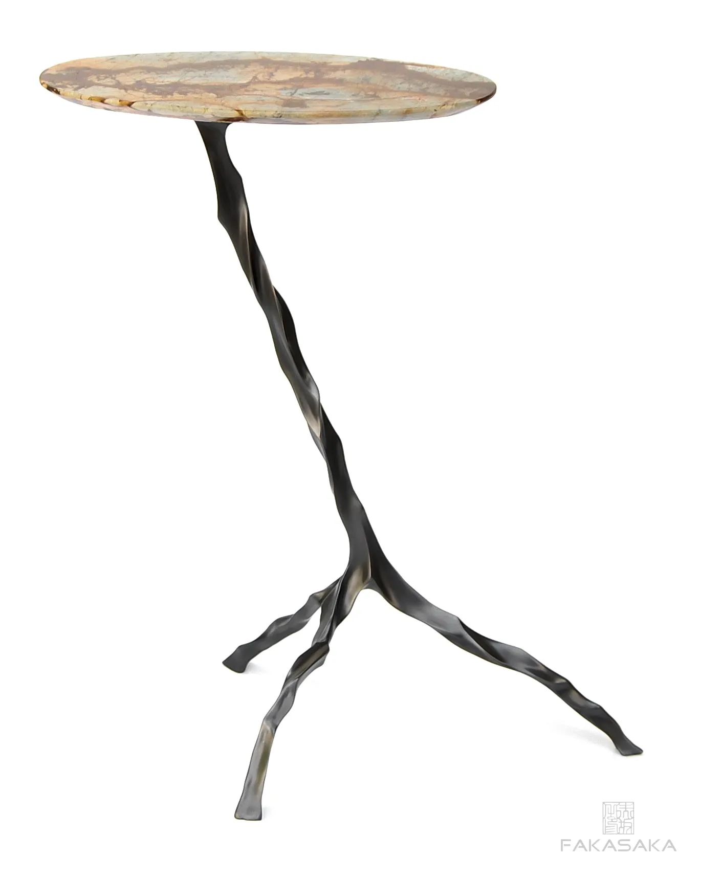 JANIS DRINK TABLE<br><br>BLUE MARE QUARTZITE<br>DARK BRONZE