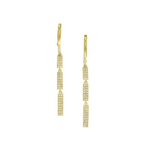 Kelly Waters Gold Plated Segmented CZ Bar Dangle Earrings (SI3416)