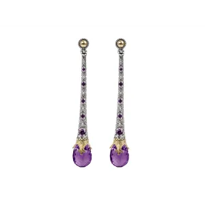 Konstantino Pythia Silver and 18K Gold Amethyst Dangle Earrings