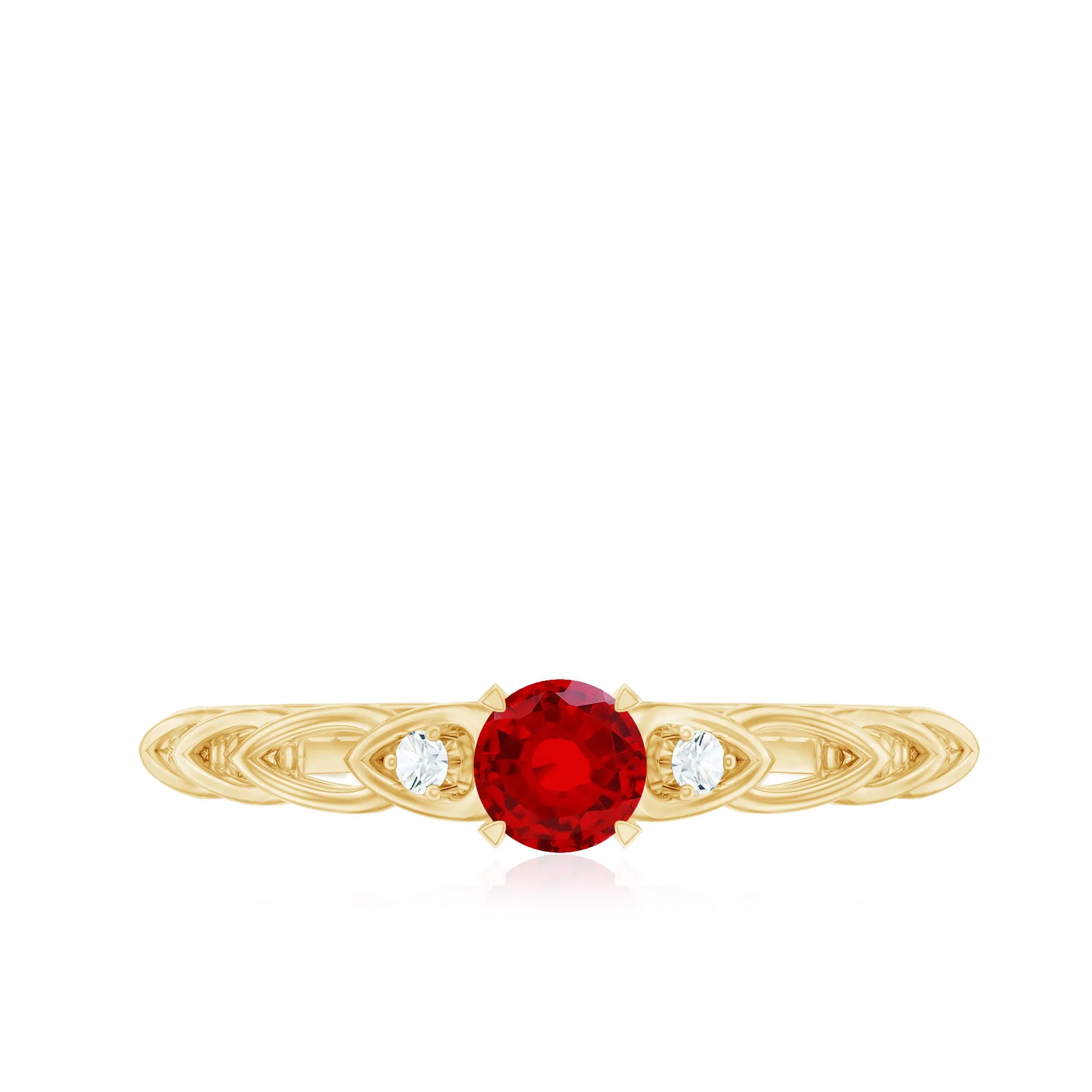 Lab Grown Ruby Designer Promise Ring with Diamond