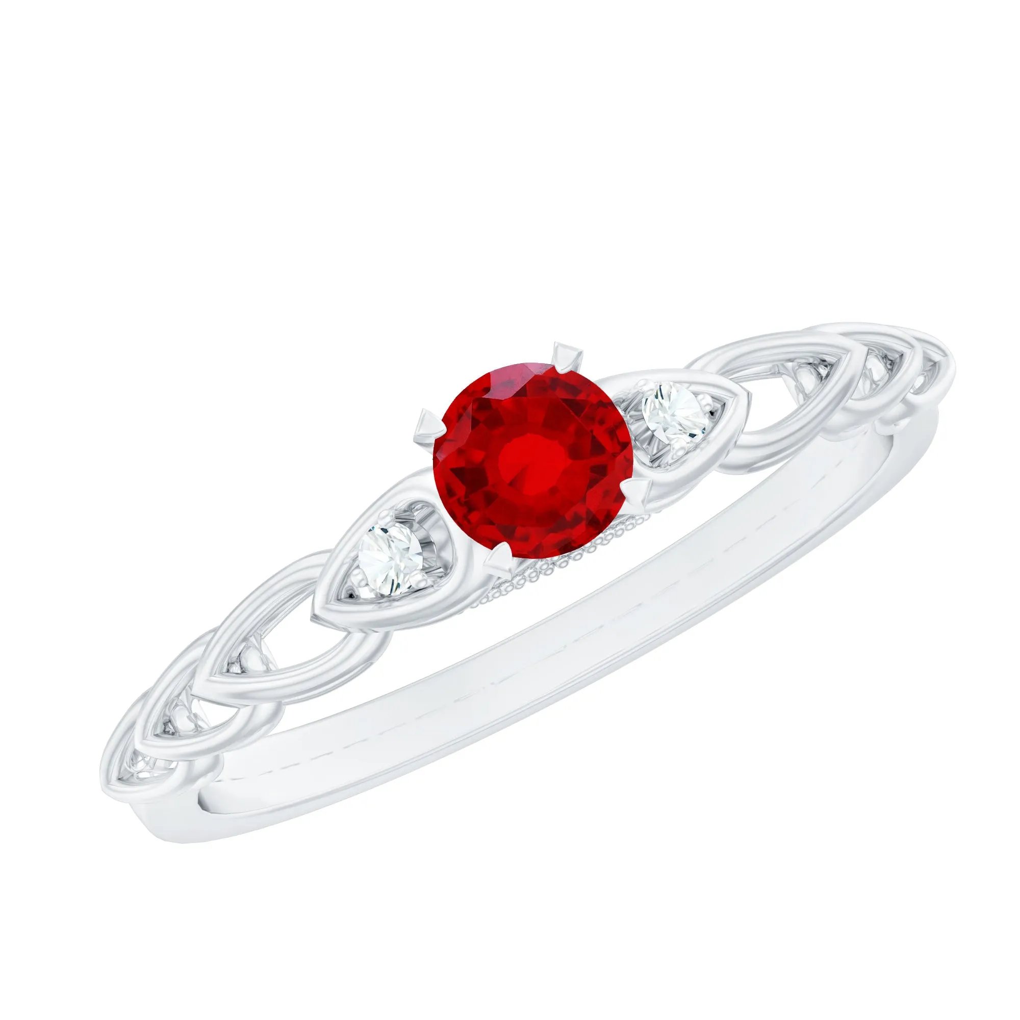 Lab Grown Ruby Designer Promise Ring with Diamond