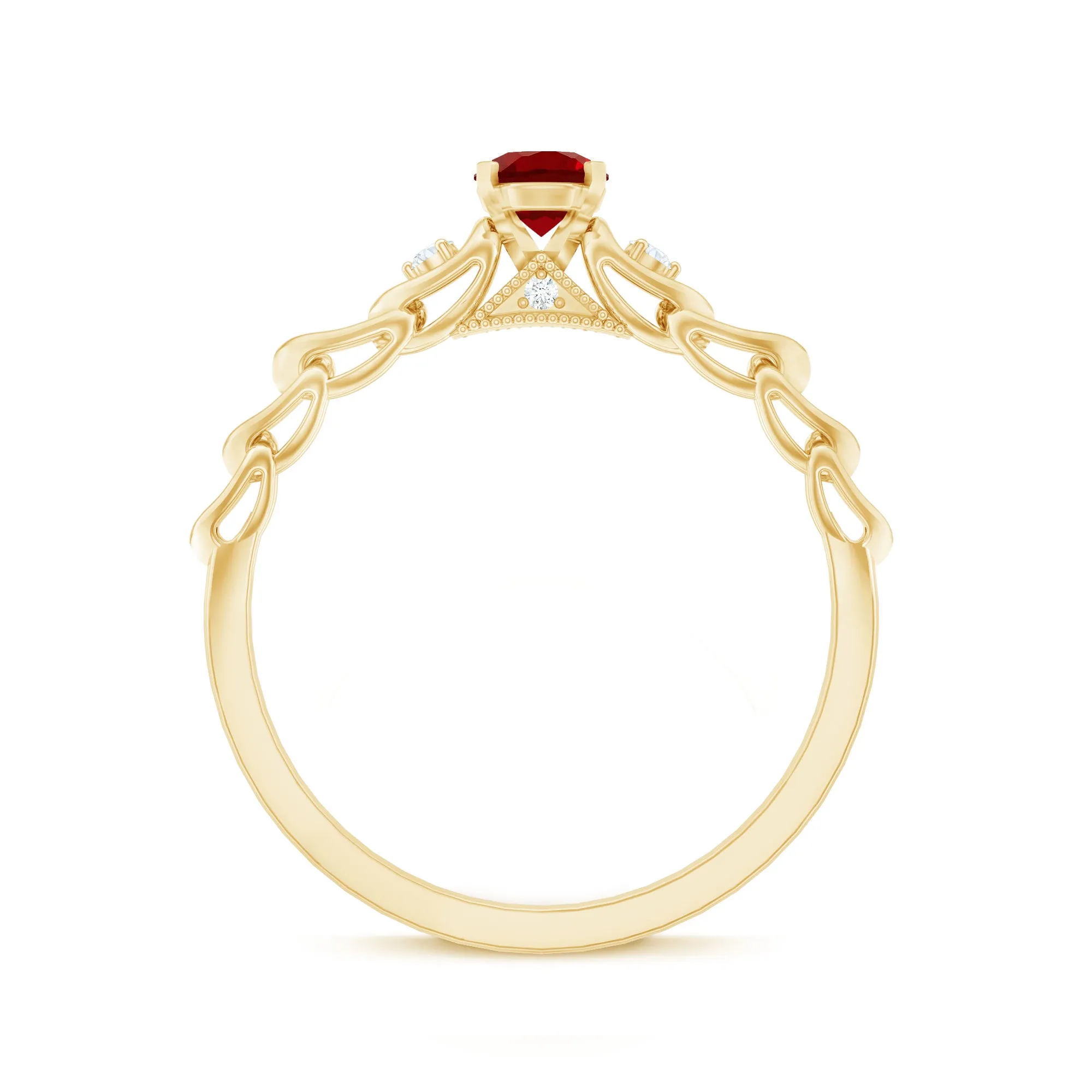 Lab Grown Ruby Designer Promise Ring with Diamond