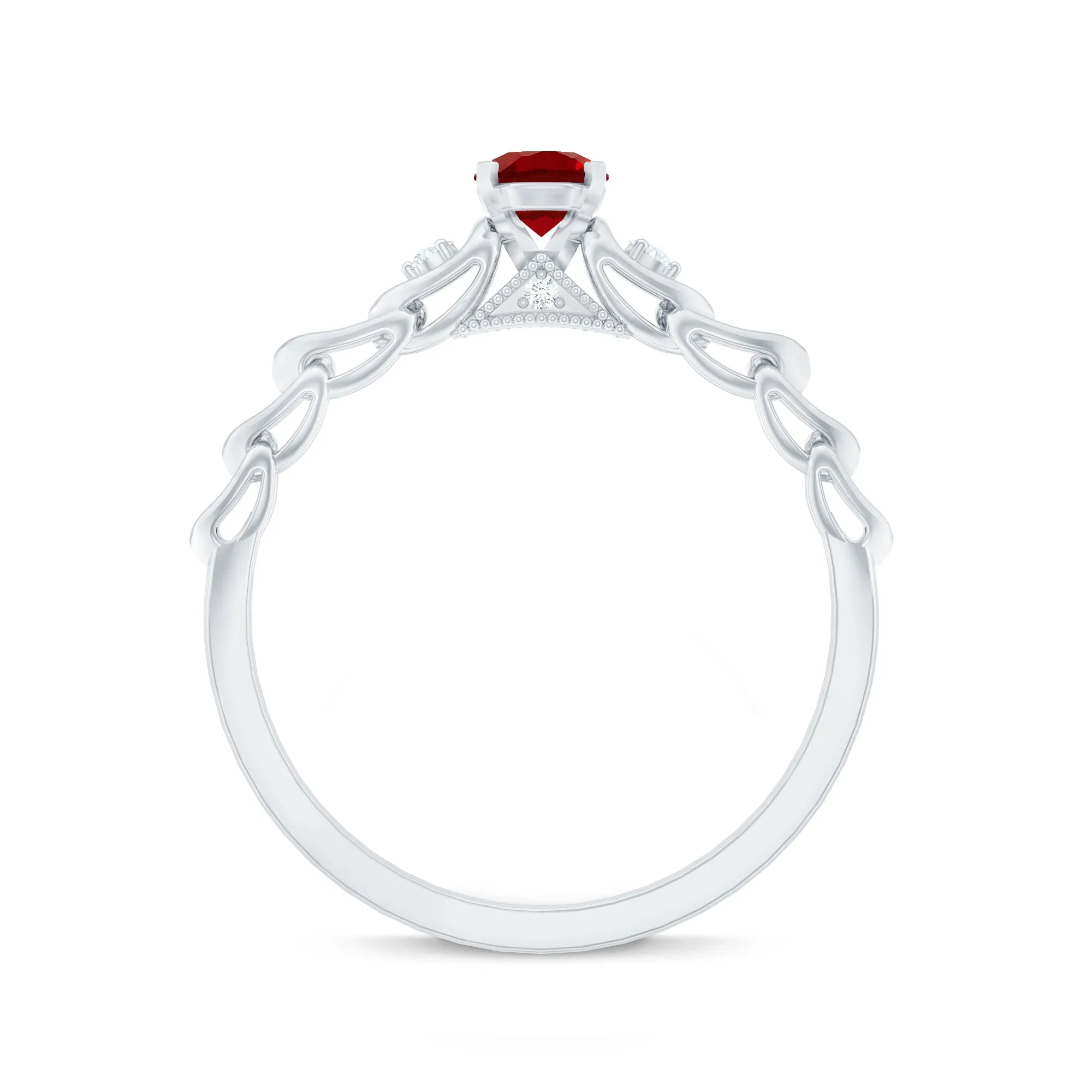 Lab Grown Ruby Designer Promise Ring with Diamond