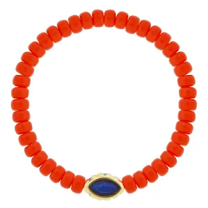 Lapis Marquise Eye on Glass Bead Bracelet