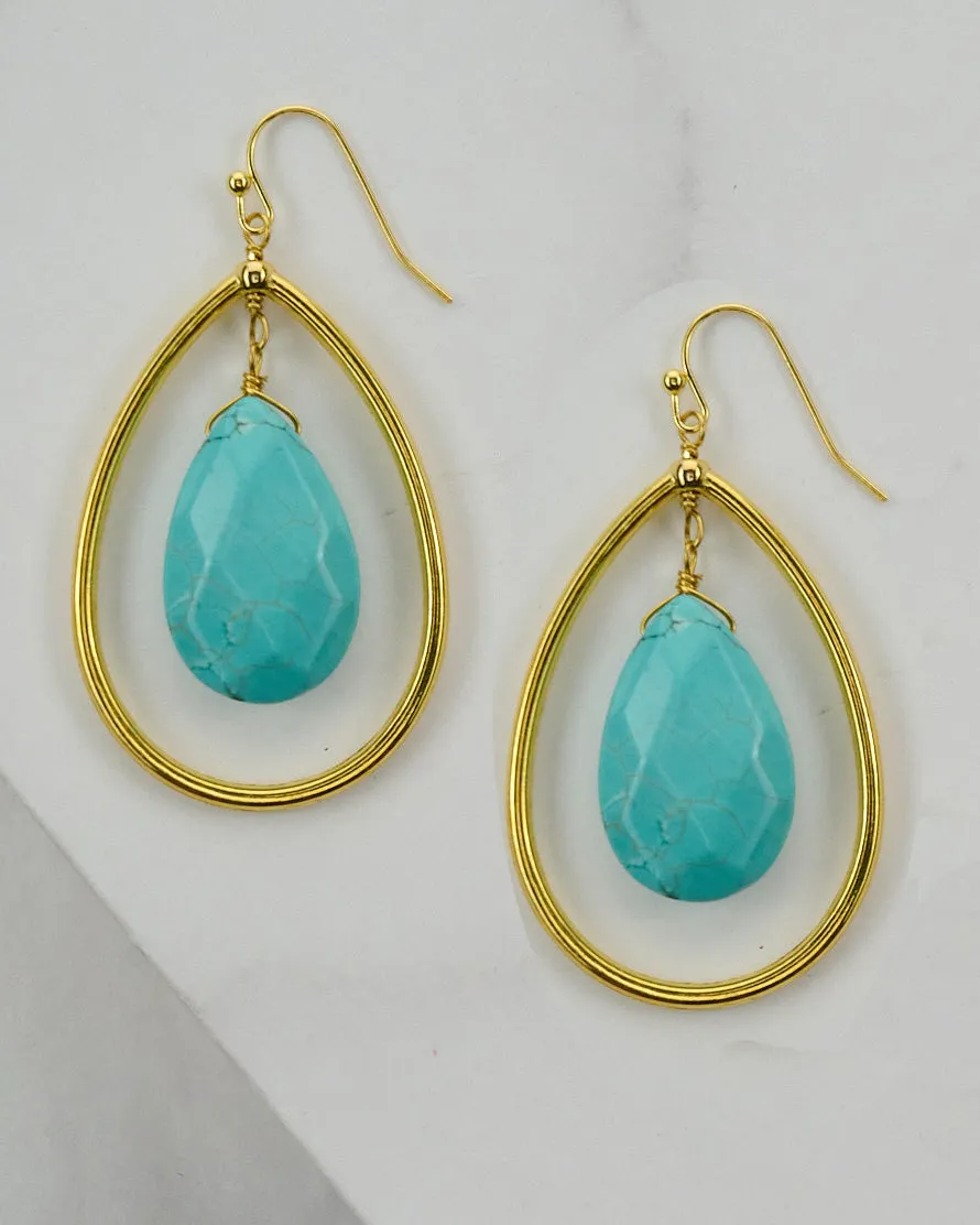 Large Gemstone Teardrop Earring ER625