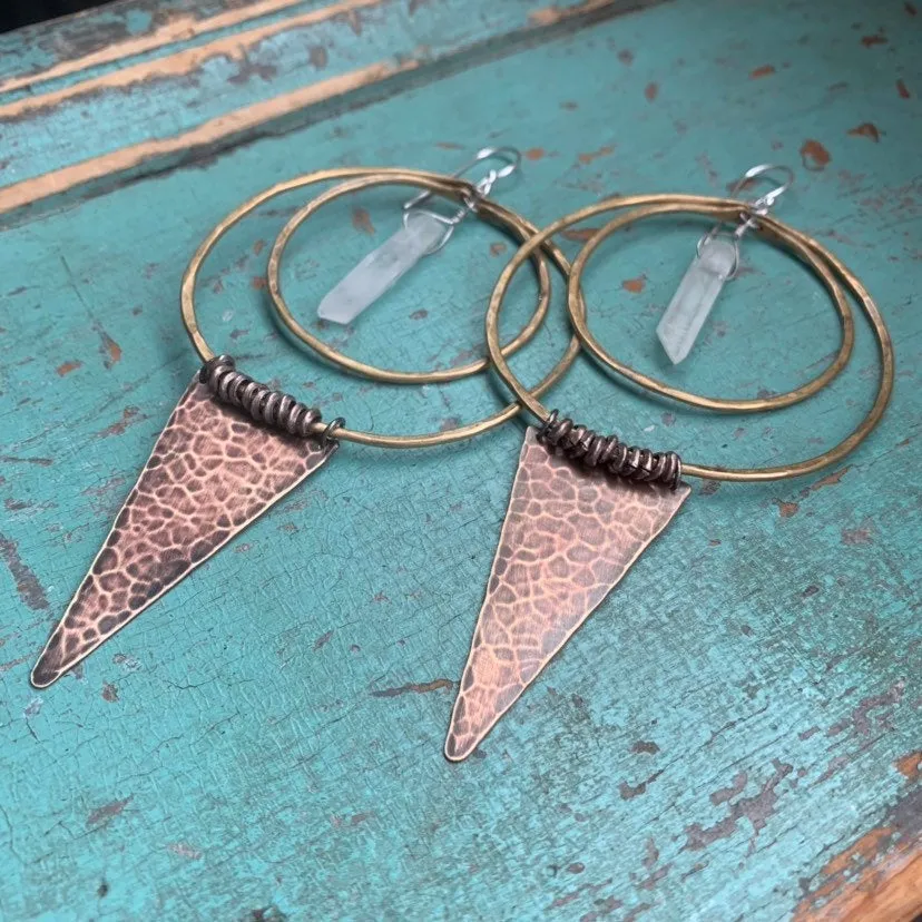 Large Quartz Pangaea Earrings