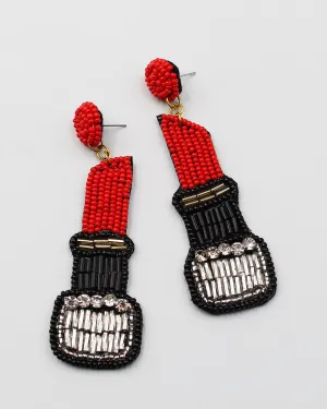 Lipstick Beaded Earrings