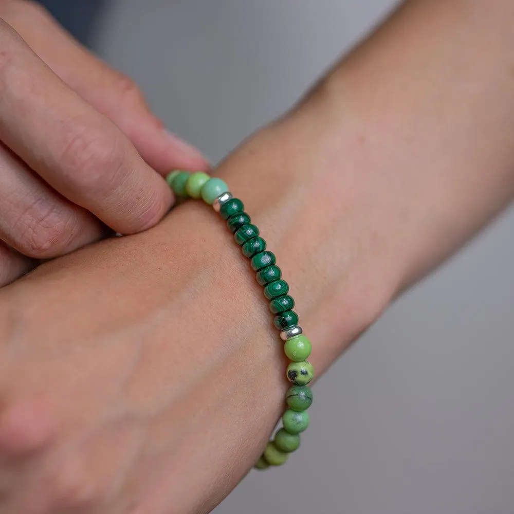 Malachite and Chrysoprase Gemstone Bracelet 6mm