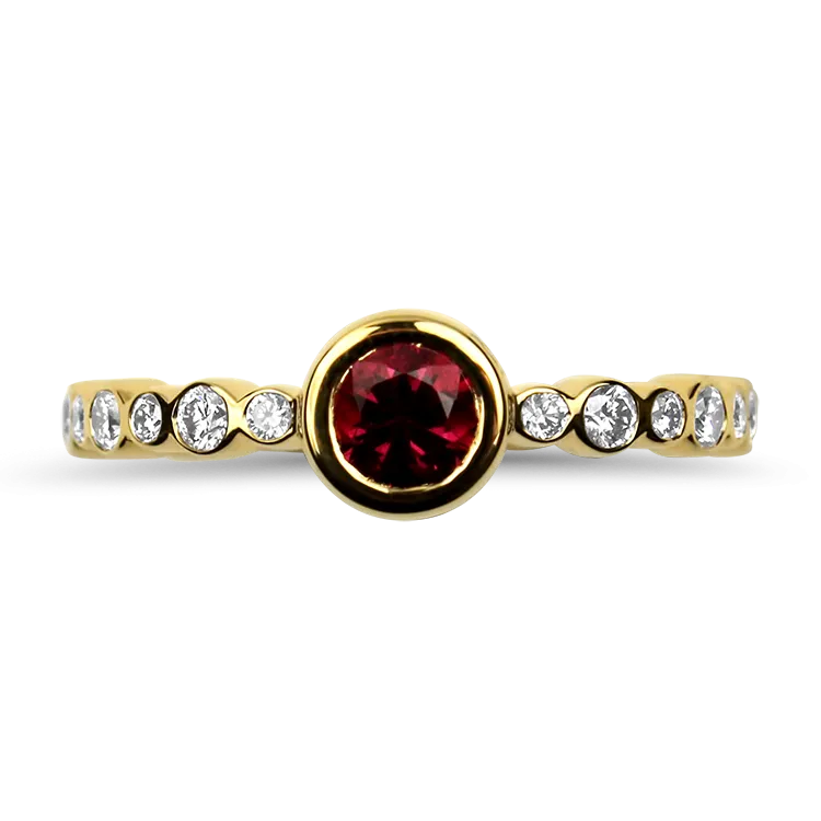 Mark Henry 18k Yellow Gold "Bubbly Crescendo Ruby and Diamond" Ring