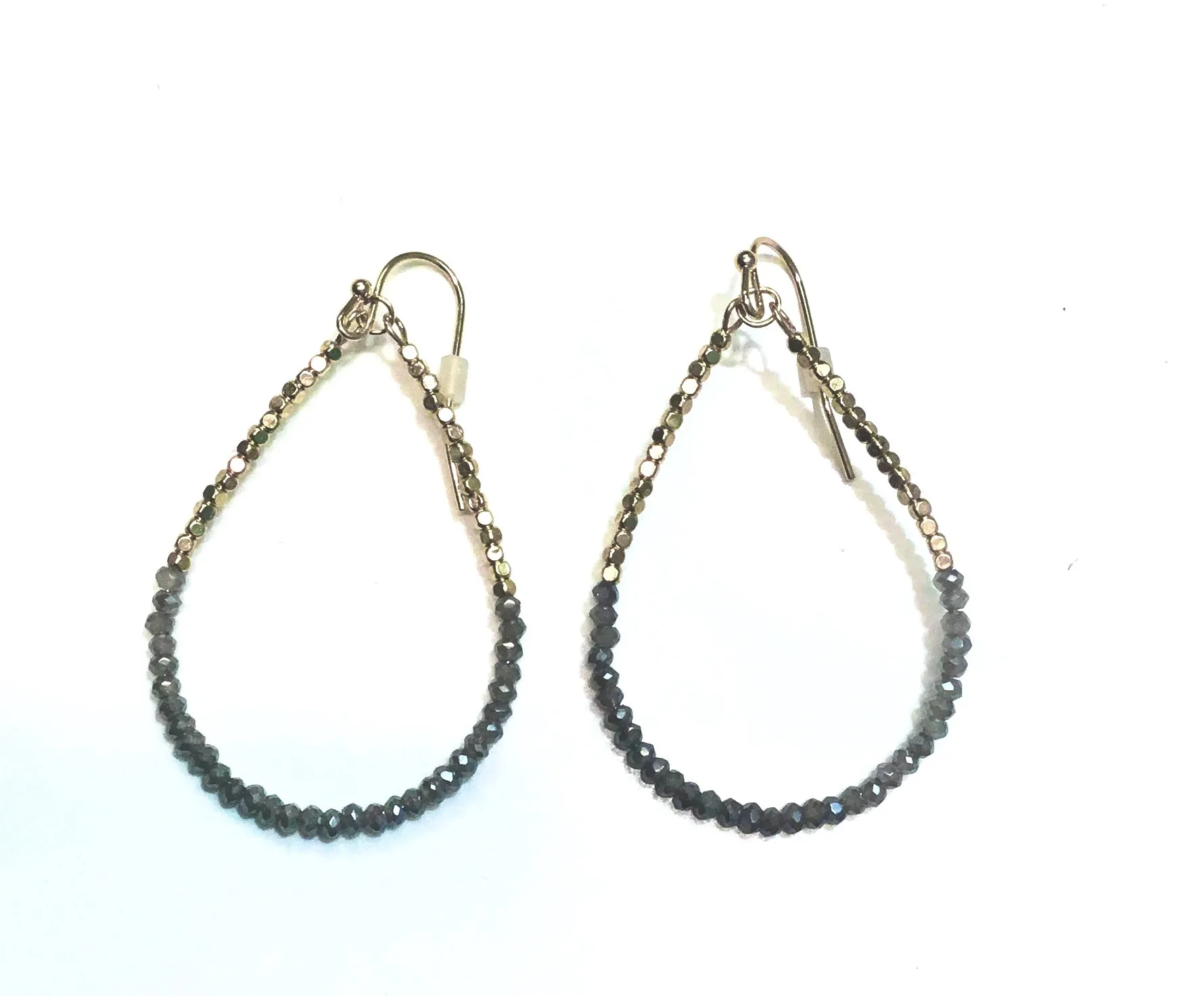 Meghan Browne Ripa Hematite Gold Teardrop Dangle Earrings