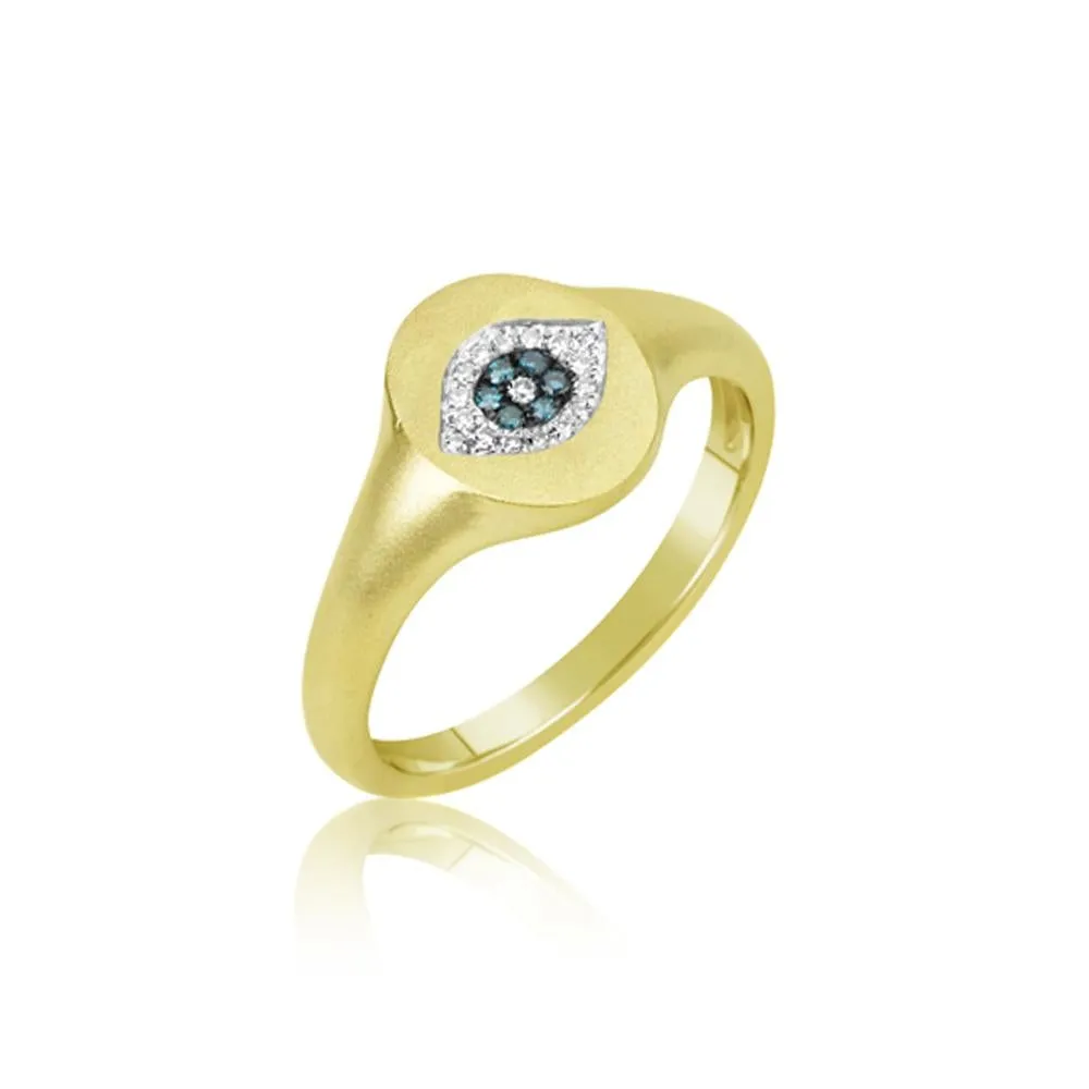 Meira T Sapphire Pave Diamond Evil Eye Signet Ring