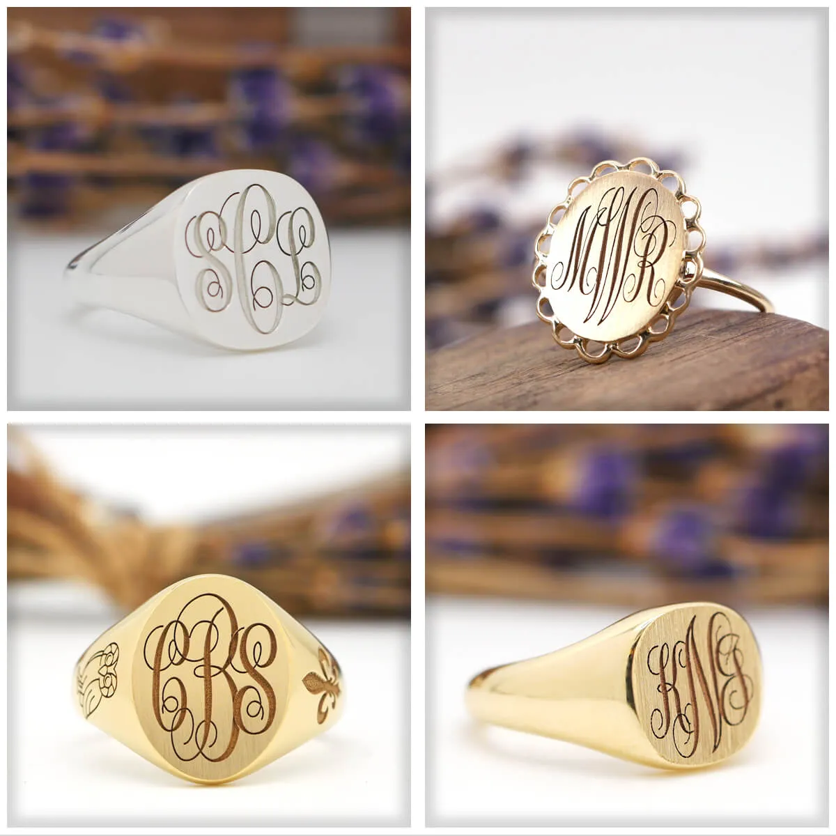 Men's Oval Signet Ring - Large - Laser Engraved Script Monogram