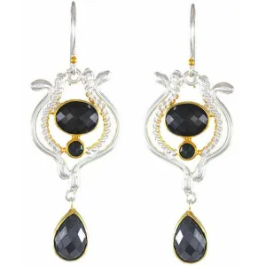 Michou Holiday Hematite & Lemon Quartz Earrings - Orbits Collection