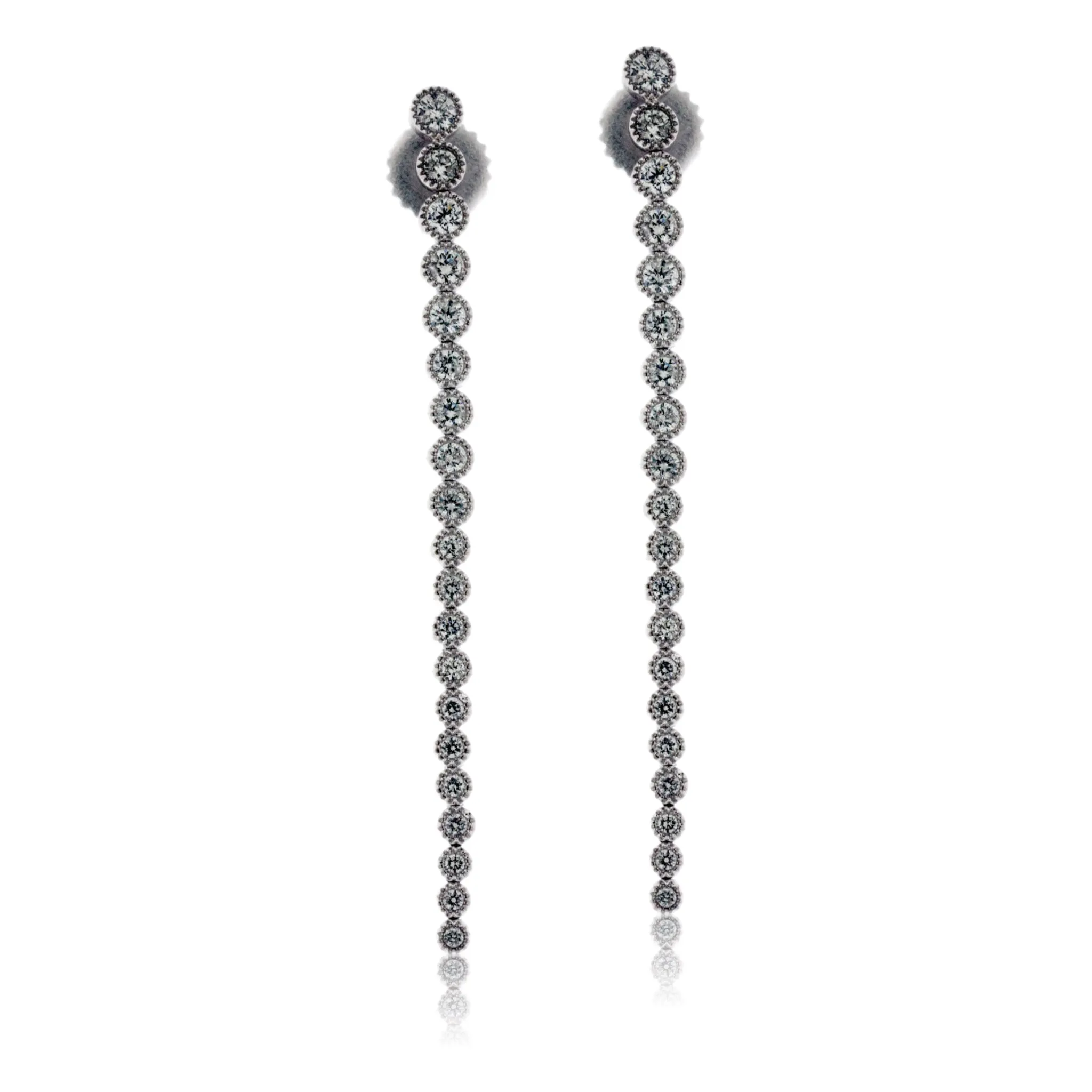 Milgrain Style Dangle Diamond Earrings