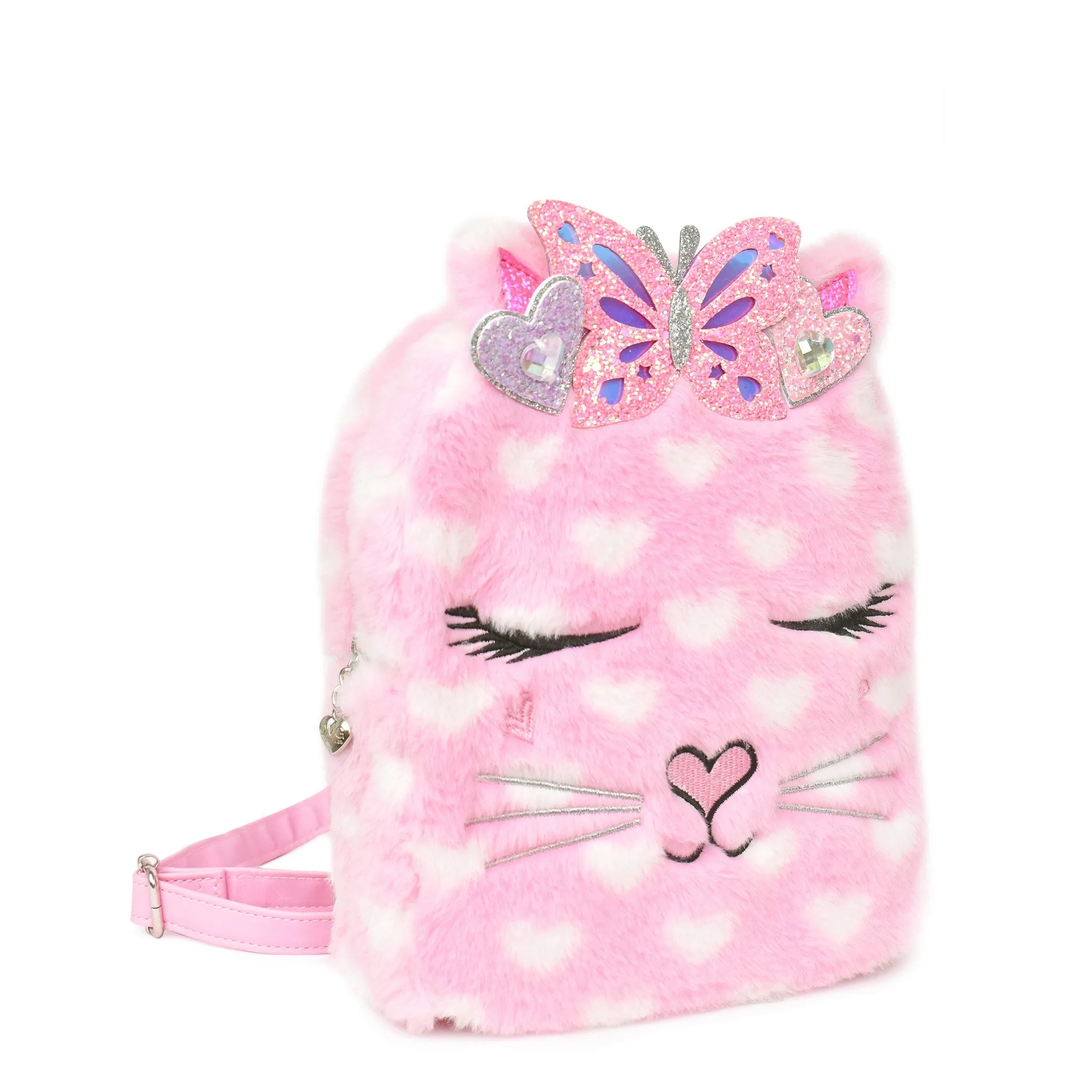 Miss Bella Kitty Cat Heart Printed Plush Mini Backpack