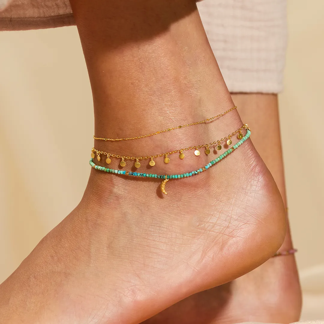 Moonlit Journey Turquoise Moon Anklet