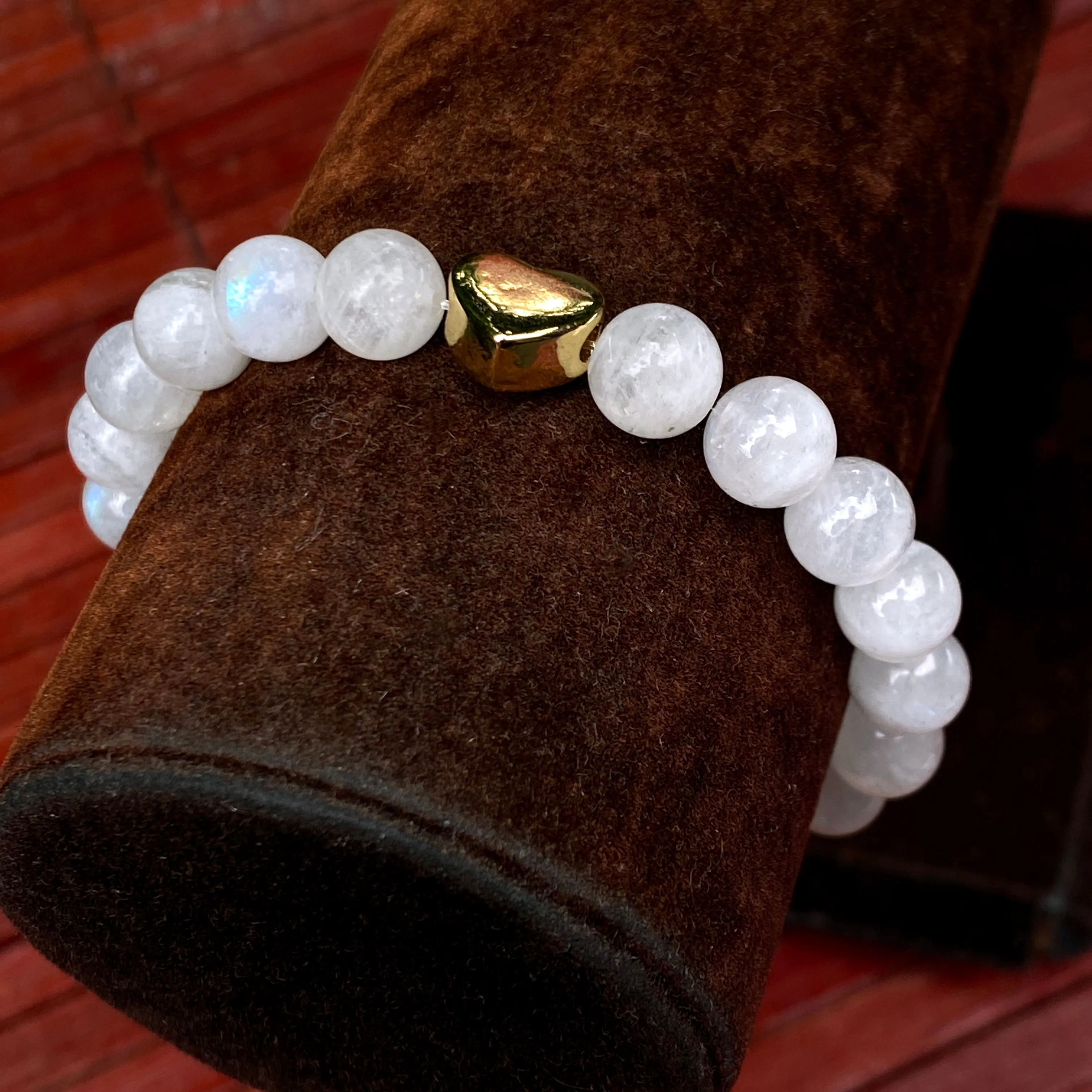 Moonstone and Heart Bracelet