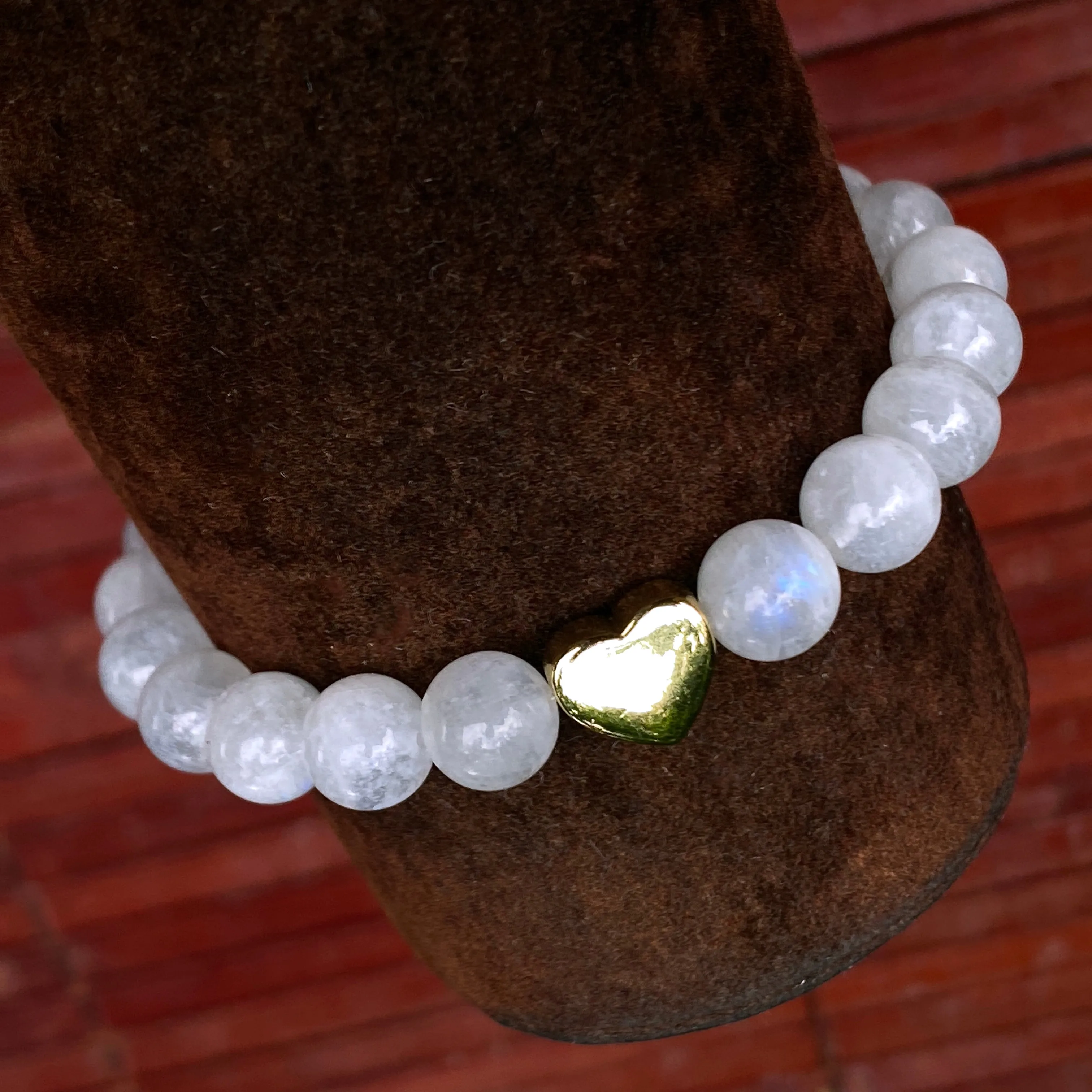 Moonstone and Heart Bracelet