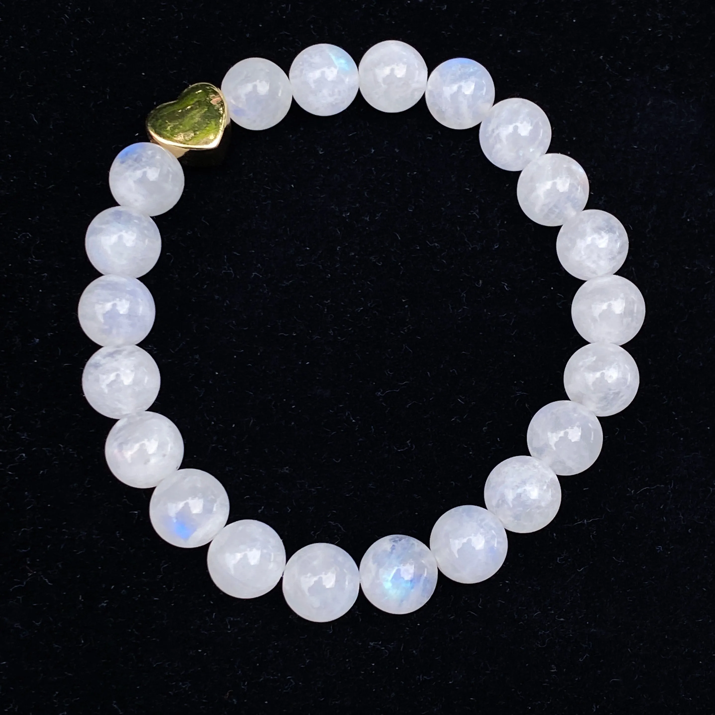 Moonstone and Heart Bracelet