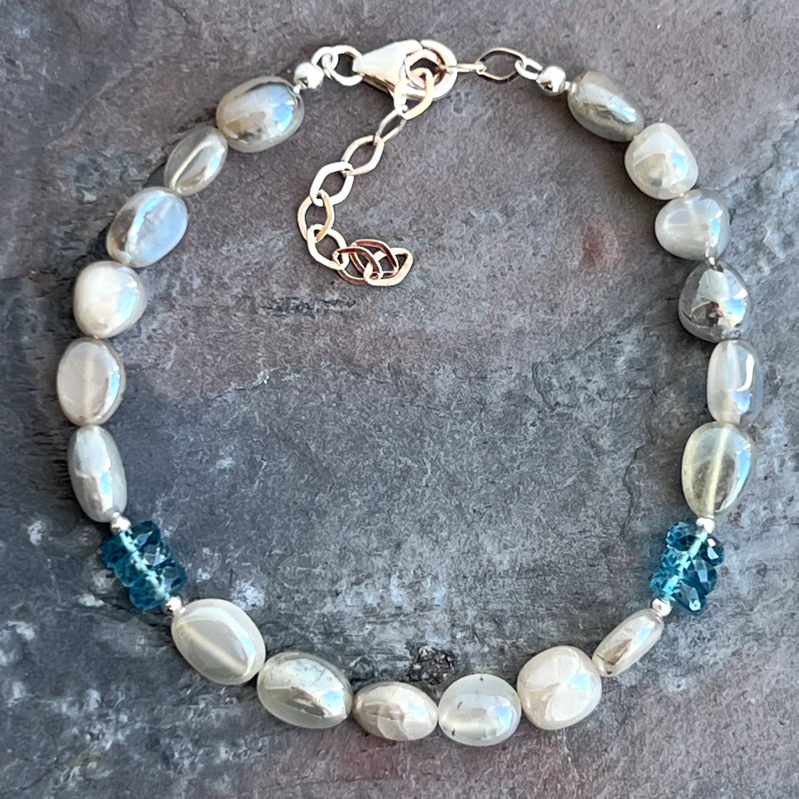 Moonstone London Blue Topaz Sterling Bracelet