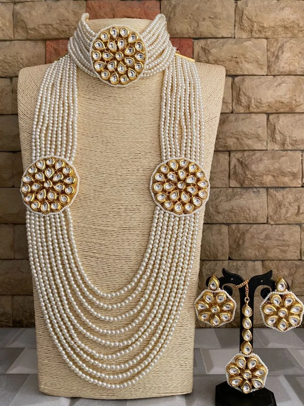 Multilayered Crystal Beads Choker And Long Necklace Set By Gehna Shop