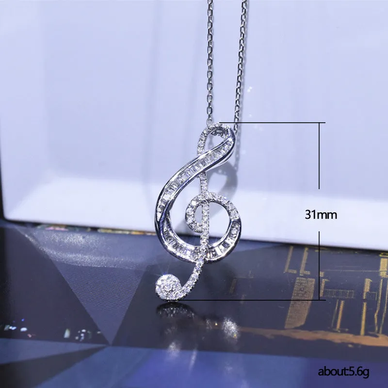 N2459 - Music Note Zircon Pendant Necklace