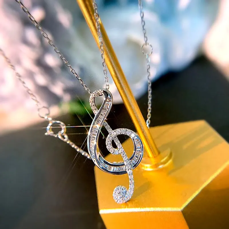 N2459 - Music Note Zircon Pendant Necklace