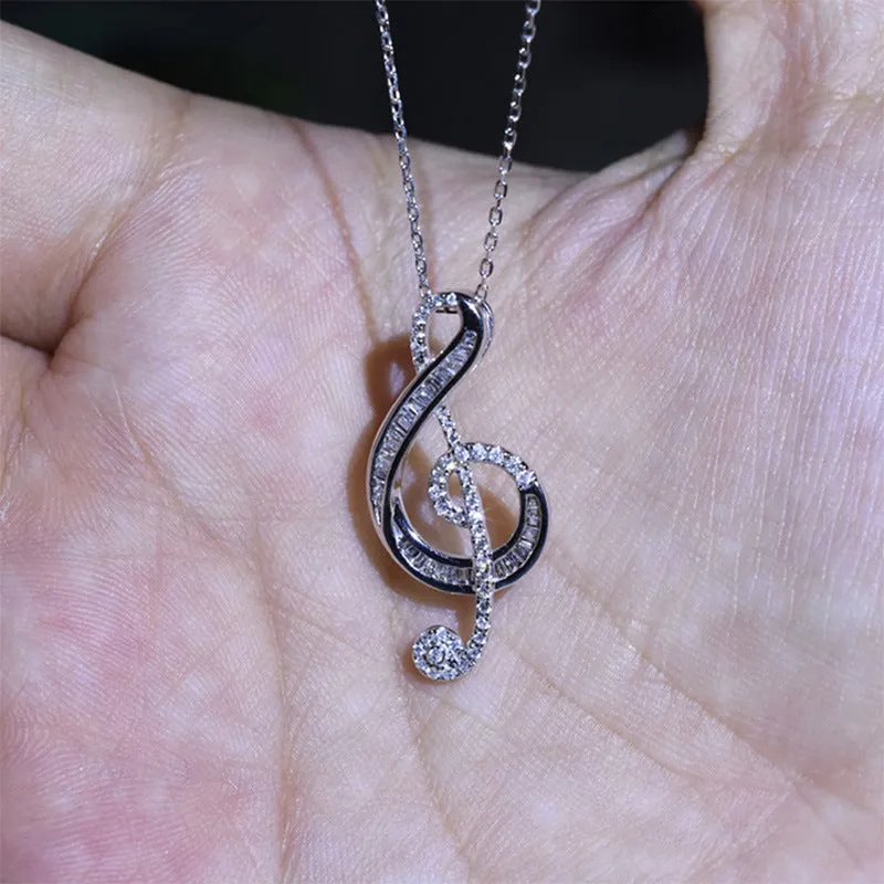 N2459 - Music Note Zircon Pendant Necklace