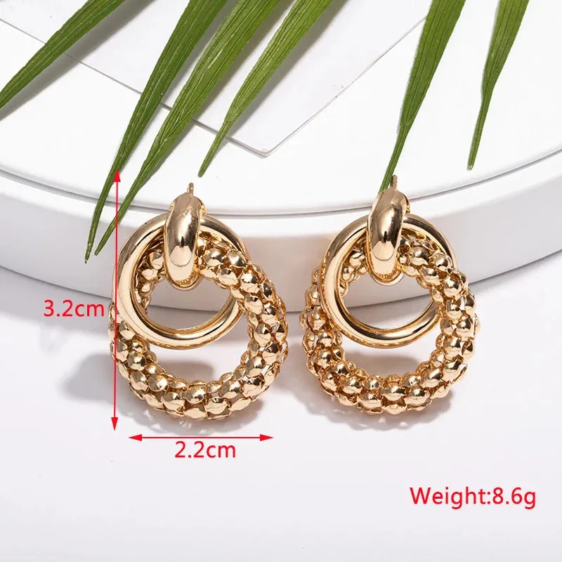 New Fashion Twist Dangle Earrings for Women Exaggerated Gold Color Metal Wrap Earrings European Ear Jewelry oorbellen