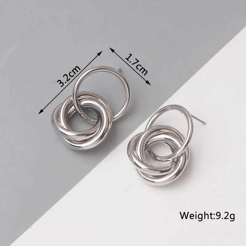 New Fashion Twist Dangle Earrings for Women Exaggerated Gold Color Metal Wrap Earrings European Ear Jewelry oorbellen