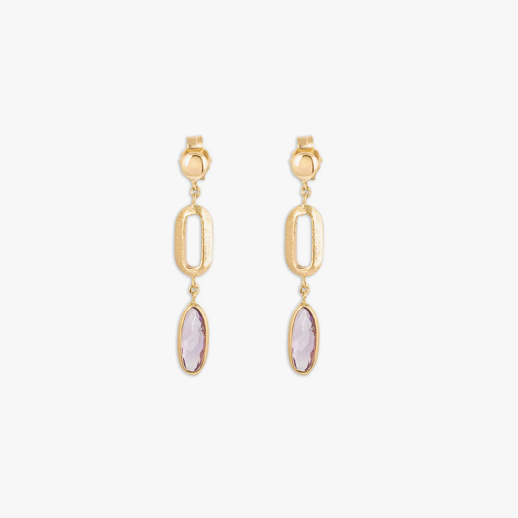 Obi Canna Earrings In 14K Yellow Gold With Amethyst, Cytrine and Topaz