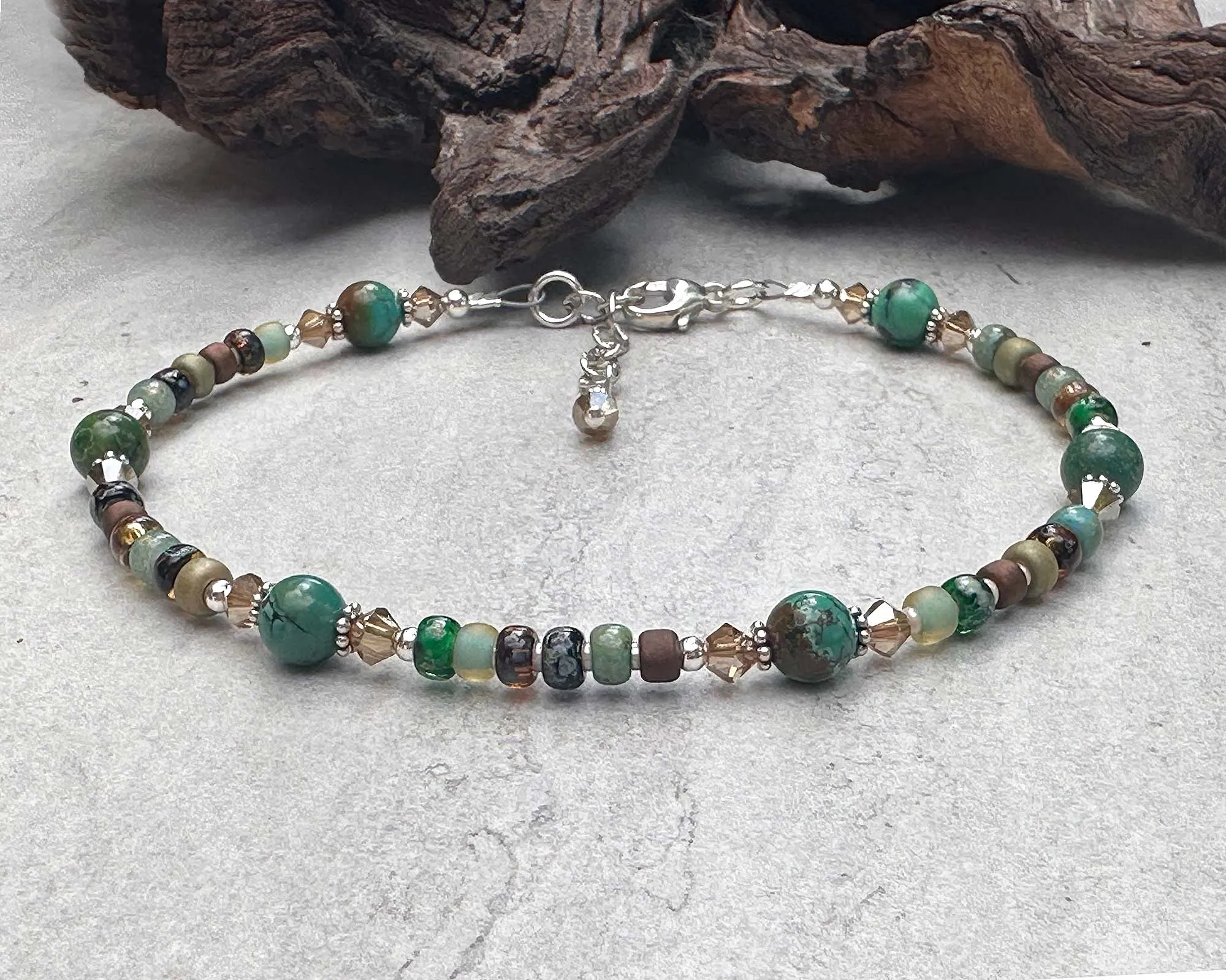 Old World Jasper Gemstone Beaded Anklet