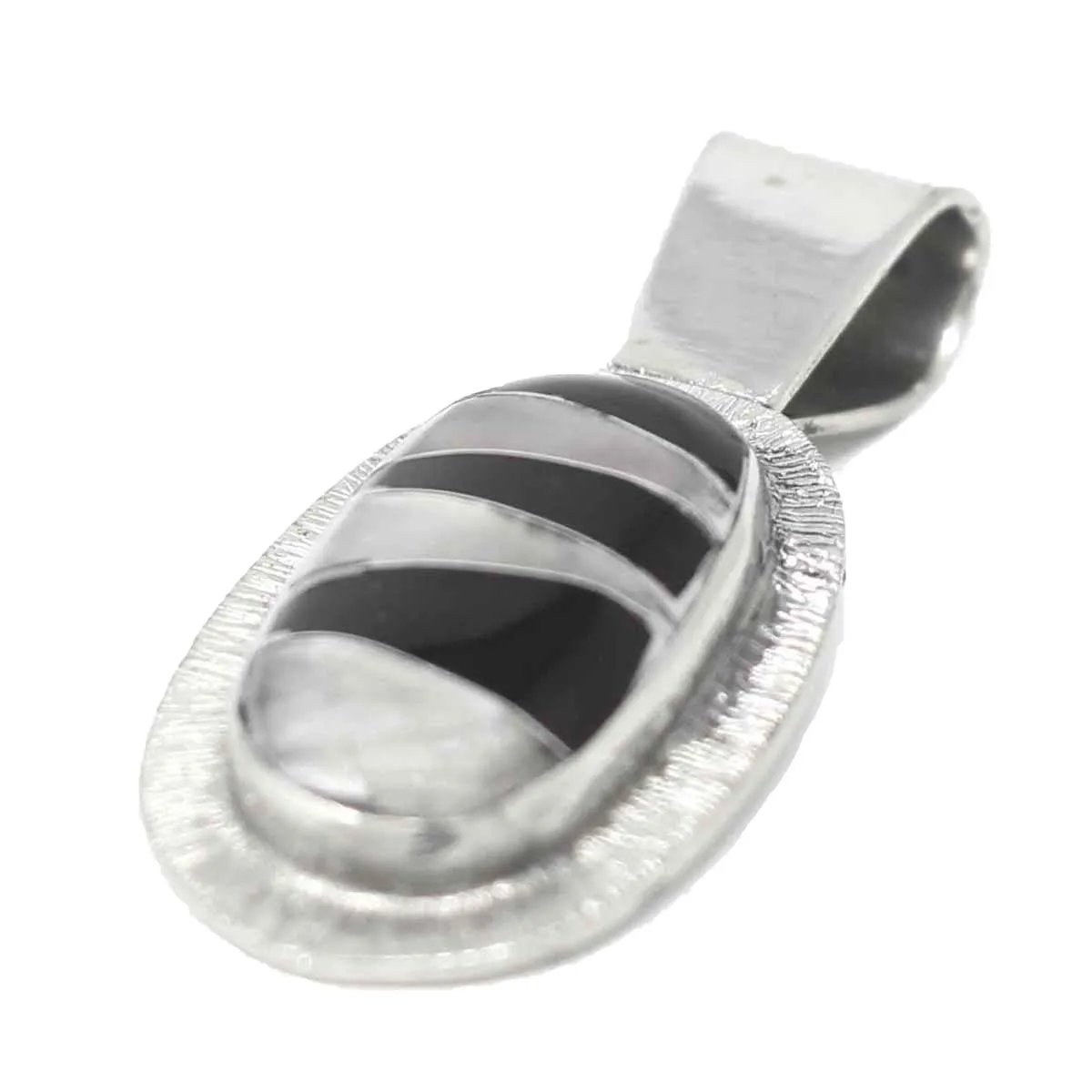 Onyx and Mother of Pearl Zig Zag Pendant Artisana