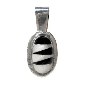 Onyx and Mother of Pearl Zig Zag Pendant Artisana