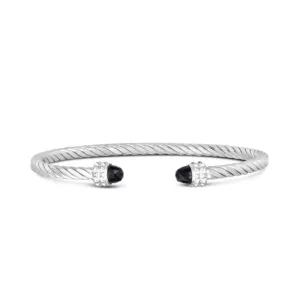 Onyx Cable Cuff in Sterling Silver