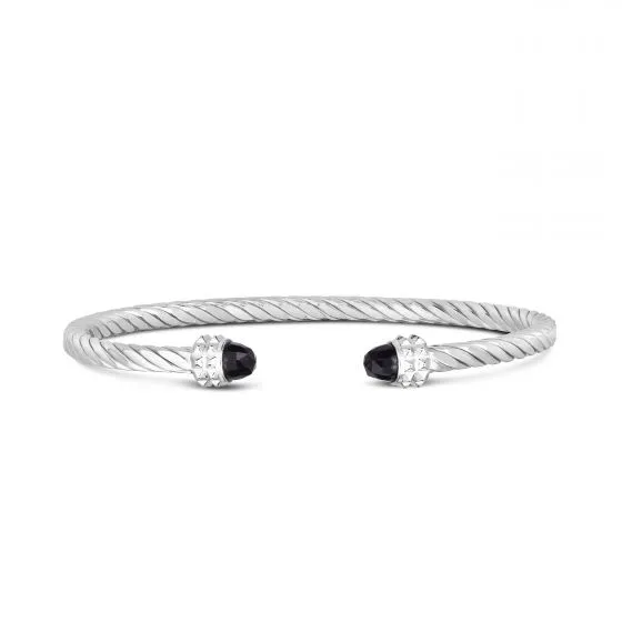 Onyx Cable Cuff in Sterling Silver