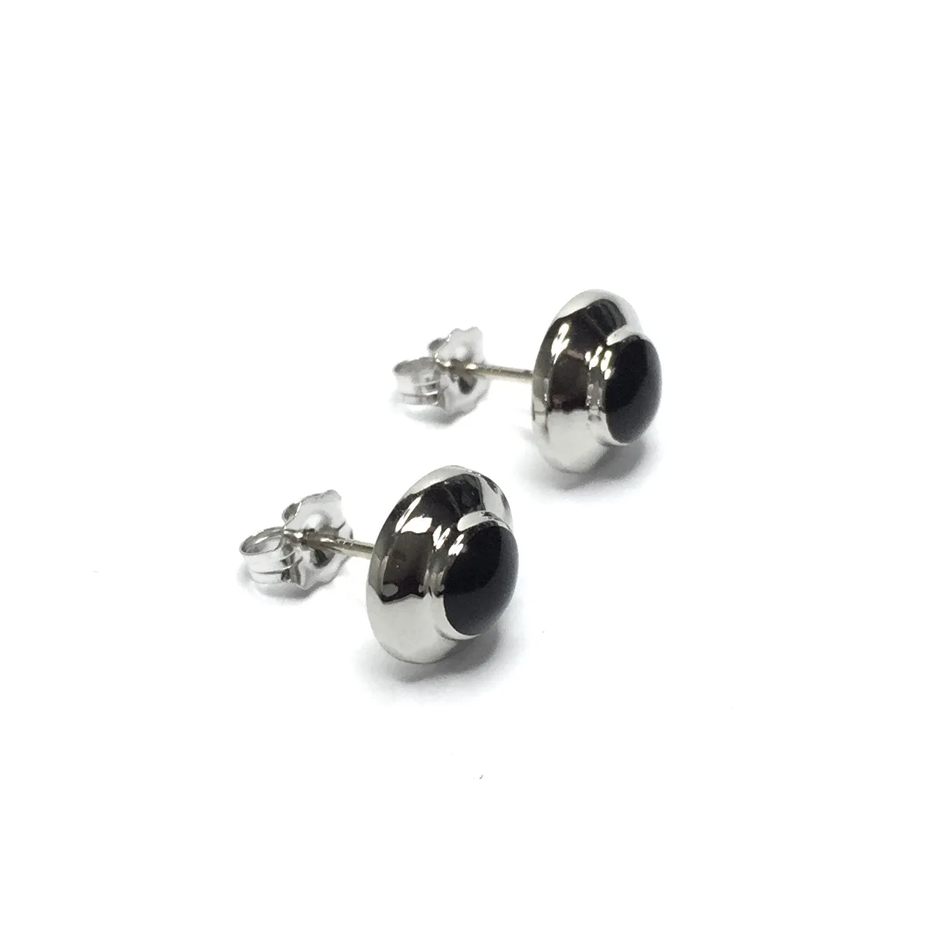 Onyx Round Inlaid Stud Earrings