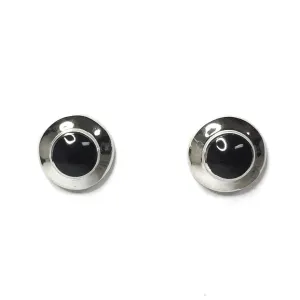 Onyx Round Inlaid Stud Earrings