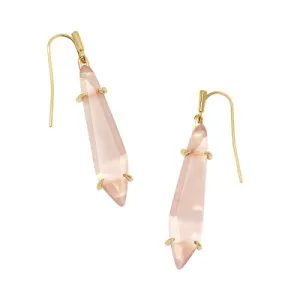 Open Box Kendra Scott Alice Catseye 14K Gold Over Brass Drop Earrings - Rose Quartz