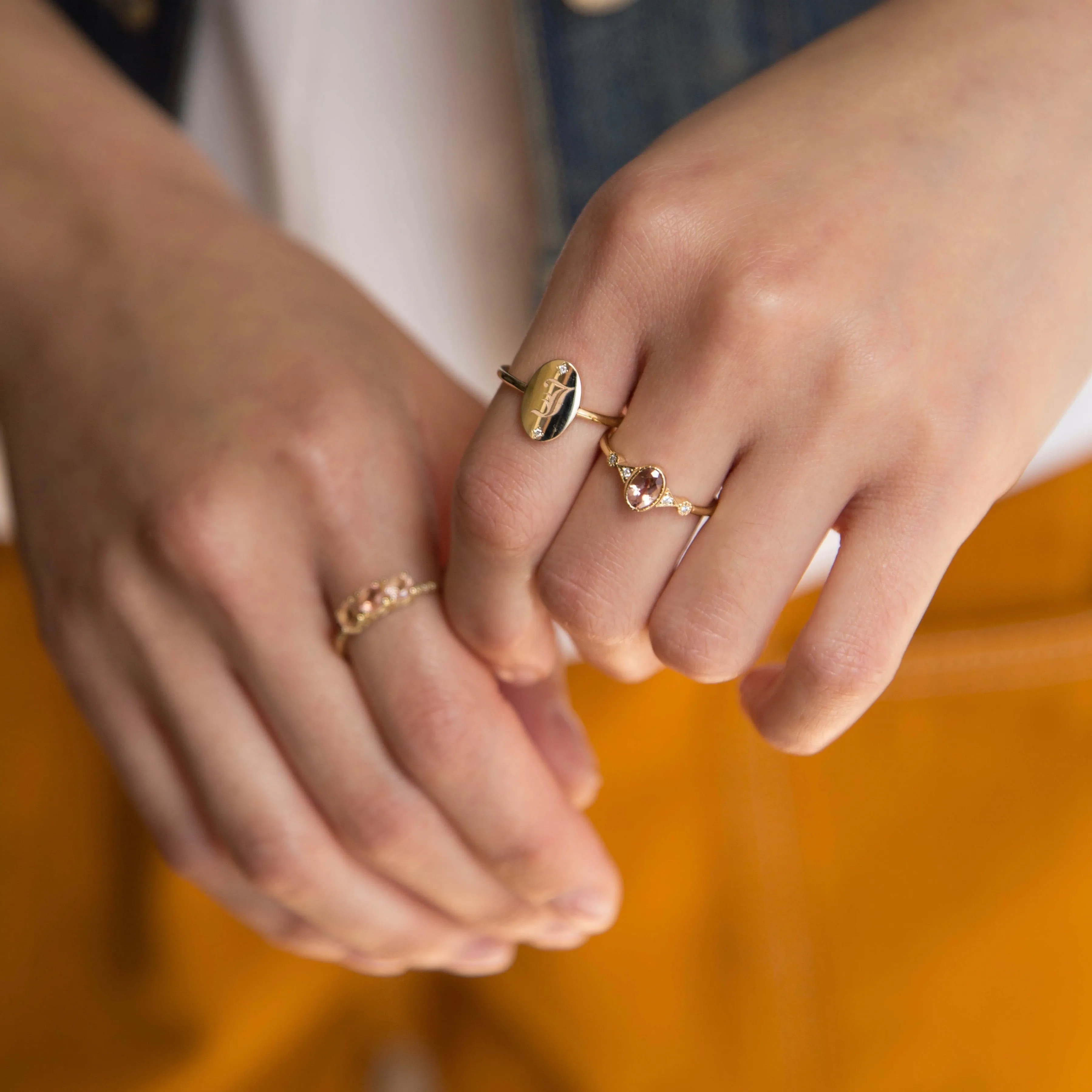 Oval Diamond Guardian Signet Ring