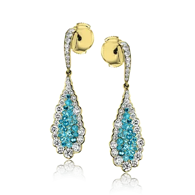 Paraiba Drop Earrings in 18k Gold with Diamonds