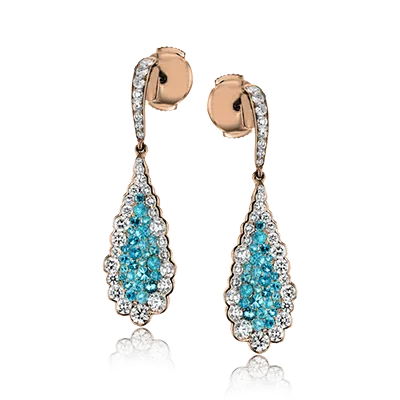 Paraiba Drop Earrings in 18k Gold with Diamonds