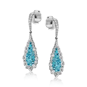 Paraiba Drop Earrings in 18k Gold with Diamonds