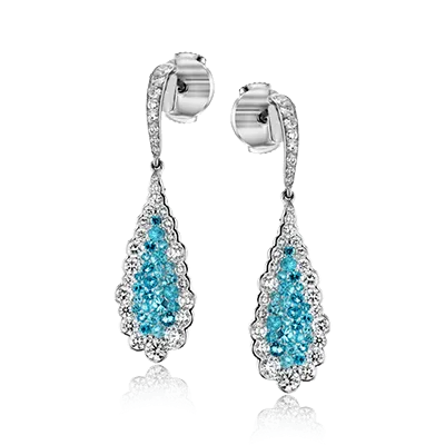 Paraiba Drop Earrings in 18k Gold with Diamonds