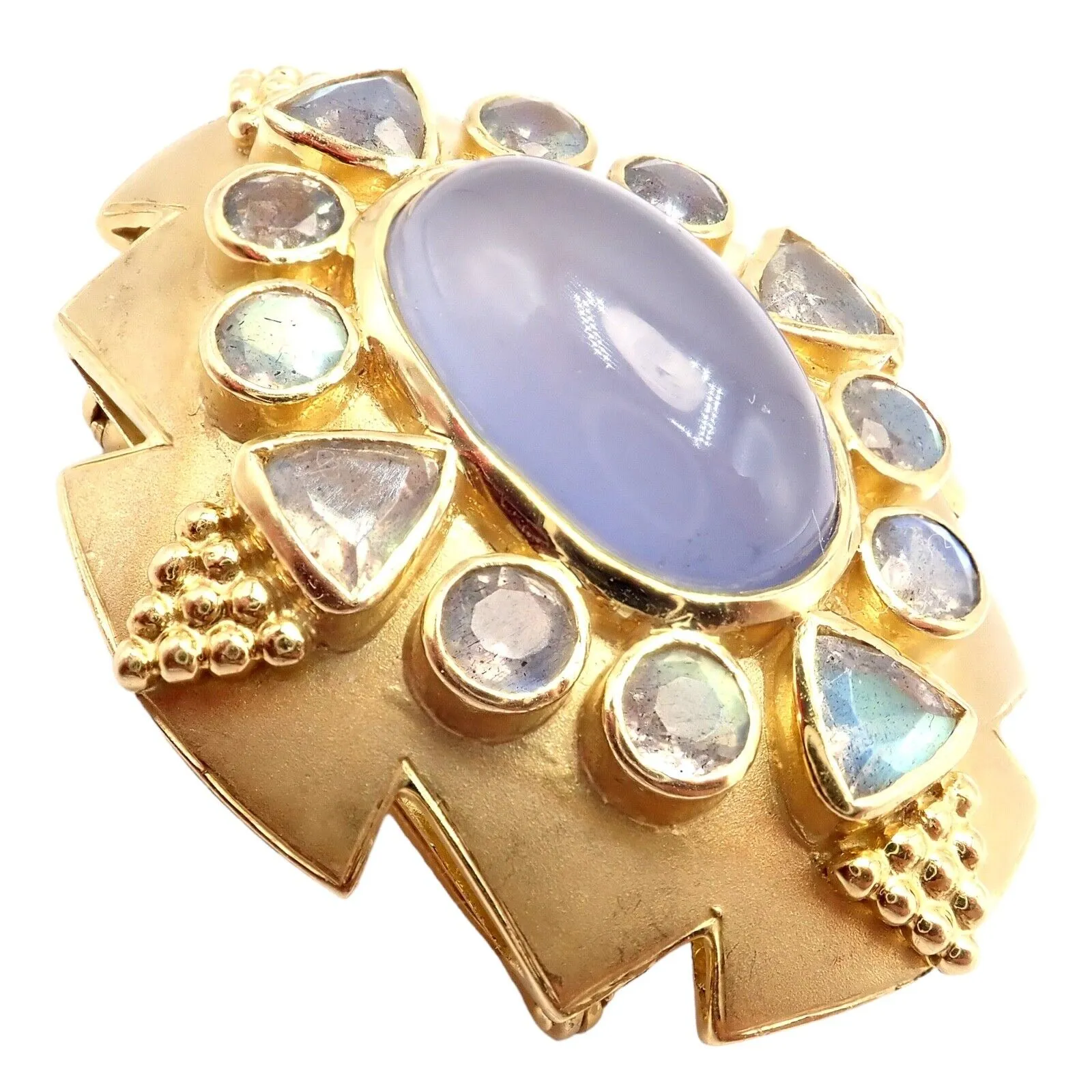 Paula Crevoshay 18k Gold Set Moonstone Chalcedony Brooch Bracelet Necklace OOAK