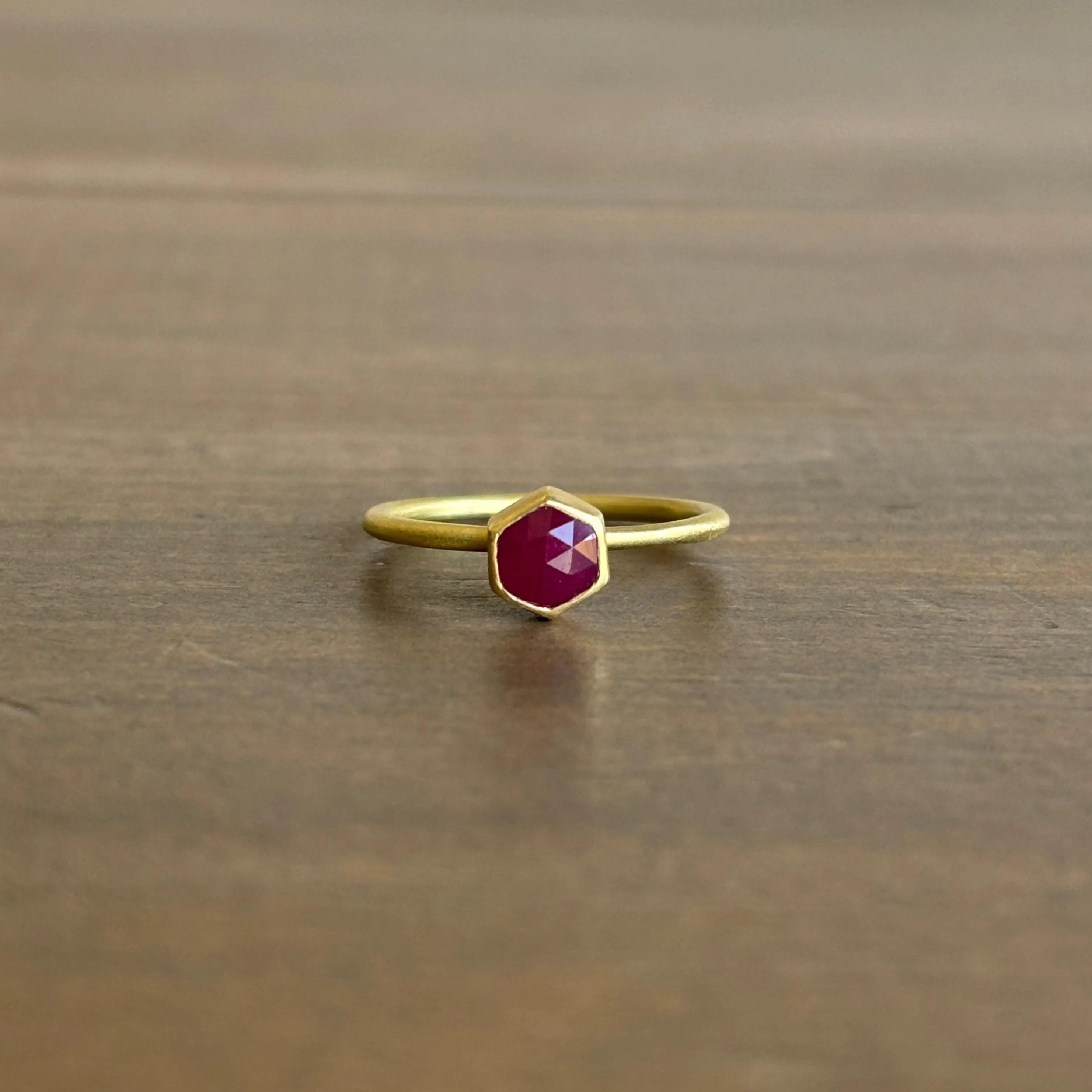 Petite Faceted Ruby Hexagon Ring